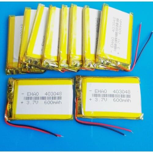 Lot 10 pcs 3.7V 600mAh 403048 lipo polymer lithium rechargeable battery for MP3 GPS DVD recorder headset e-book camera