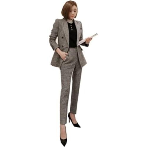 Fashion Leisure suit suit female spring New Grey leisure small suit + Nine pants professional wild two-piece suit women