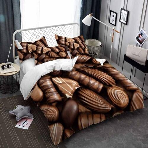 Chocolate Bedding Set Sweet Snack Dessert Food Duvet Cover Sets Comforter Bed Linen Twin Queen King Single Size Dropshipping