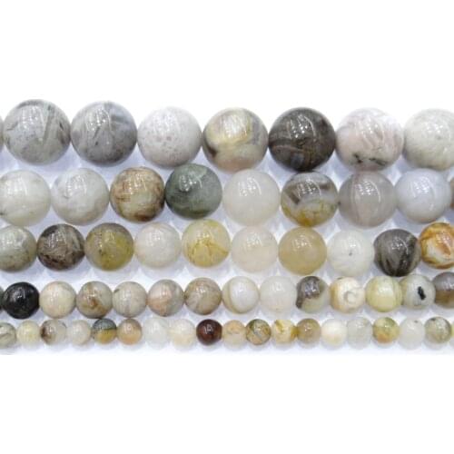 Natural Stone Bamboo Leaf Carnelian Agates Round Loose Beads 15" Strand 4 6 8 10 12MM For Jewelry Making Diy Bracelet Necklace