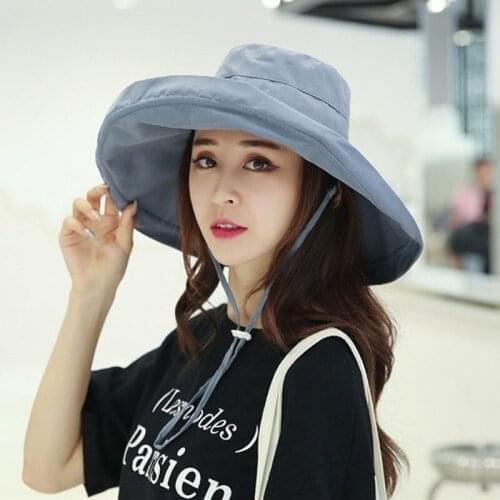 Q Unisex Summer Foldable Bucket Hat Women Sun Hat Double-Sided Outdoor Sunscreen Fishermans Hat Hunting Cap Leisure Beach Hats