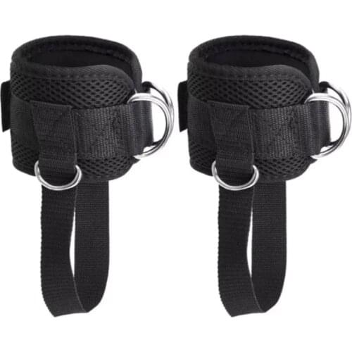 Adjustable Ring Ankle Straps with Foot Strap Cable Machine Fitness Thigh Glute Exercises Padded Ankle Cuffs Accessories