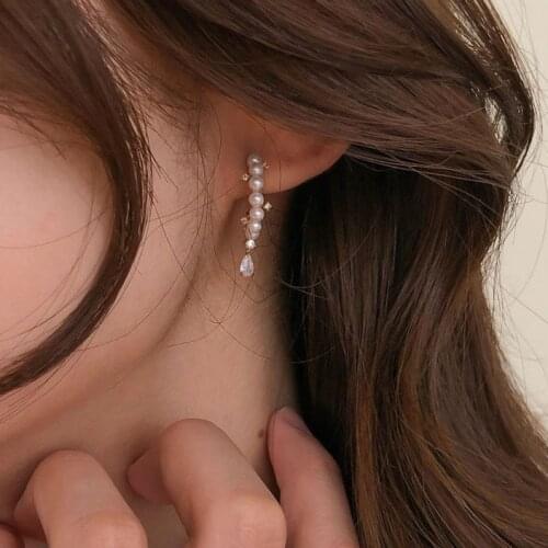 Pearl Beads Earrings Women Fashion Jewelry Piercing Gold Stud Earring Girls Elegant Charms Korean Pair Ear Jewellery