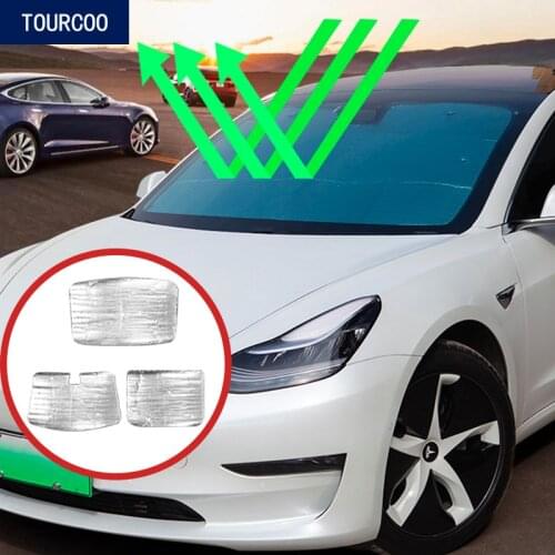 For Tesla Model 3 Sun Visor Sunshade Cover Folding Windshield Sunroof Visor UV Ray Reflector Refit Accessories