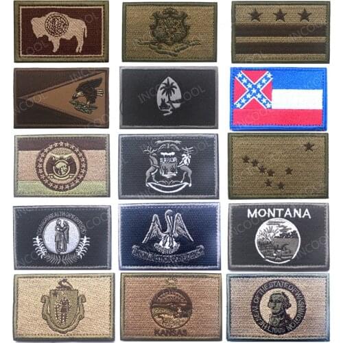 Texas Arizona Mississippi Maryland Alaska USA US American State Embroidered Patches Emblem Armband Military Flags Patches Badges