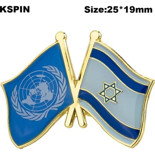 U .N & Israel friendship Flag Badge Flag Brooch National Flag Lapel Pin International Travel Pins Collections XY0581