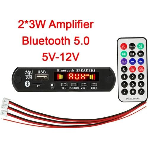10pcs 2*3W Amplifier Hands-free MP3 Player Decoder Board 5-12V Bluetooth 5.0 Car FM Radio Module Support FM TF USB AUX Recorders