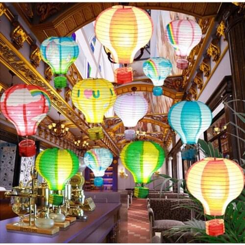 30cm 40cm hot air balloon chinese lantern rainbow heart striped printed lampion babyshower birthday wedding party decorations