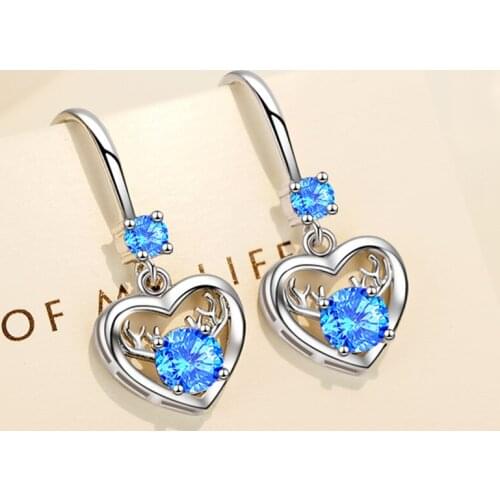 WANGAIYAO all the way deer have you earrings female inlaid artificial crystal zircon simple medium and long earrings earrings gi