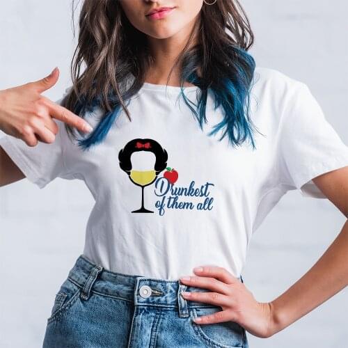 Snow White Wine Glass Princess Print Women T-Shirts Dankest Of Them All Letter T Shirts Harajuku Kawaii Summer New Products Cute