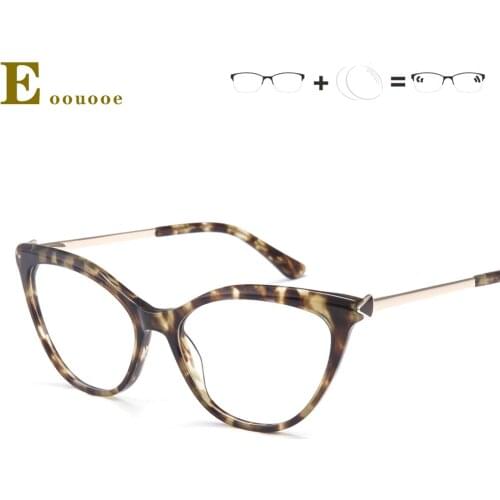 Women TR90 Fashion Optical Glasses Acetate With metal Eyewear Anti blue light Oculos Myopia Prescription Lens Girl Glasses