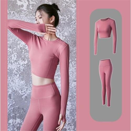 Women Seamless Yoga Set Fitness Suits for Female Sports Clothing Tight High Waist Gym Long Sleeve+leggings 2pcs Sportswear
