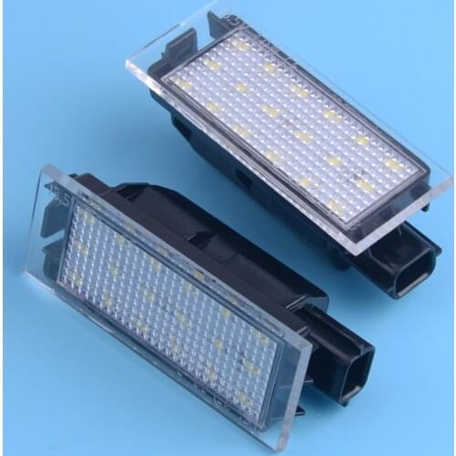 1 Pair 18 LEDs White Number License Plate Light Lamp 2 Pin 13.5V Fit for Renault Clio MK III Laguna MK II Vel Satis 2006
