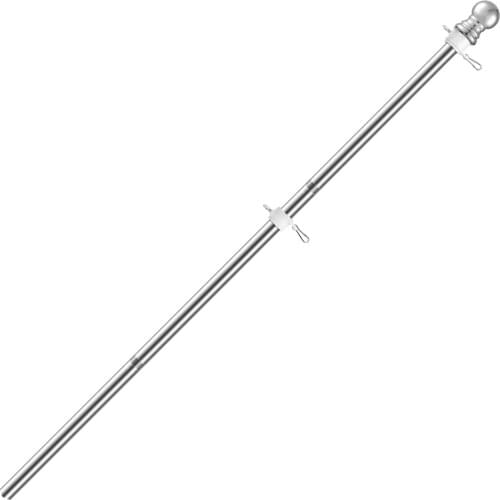 Stainless Steel Wall Mount Flag Pole Rustproof Flagpole for Porch Yard (Silver)