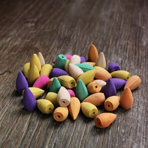 10Pcs/50Pcs Natural Sandalwood Backflow Incense Cones Mixed Wood Flour Natural Herbs Calming Mind Help Sleep Clean Air Incense