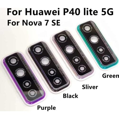 10ps Original for Nova7 SE Back Rear Camera ring Lens Glass Cover With Frame Holder For Huawei P40 Lite 5G p40lite5G Replacement