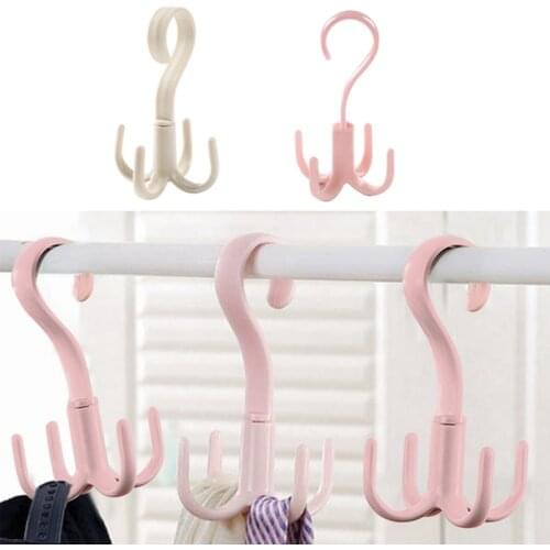 10pc Rotated Kitchen Hooks Self Adhesive 4 Paw Hooks Home Wall Door Hook Handbag Clothes Ties Bag Hanger Hanging Plastic Rack