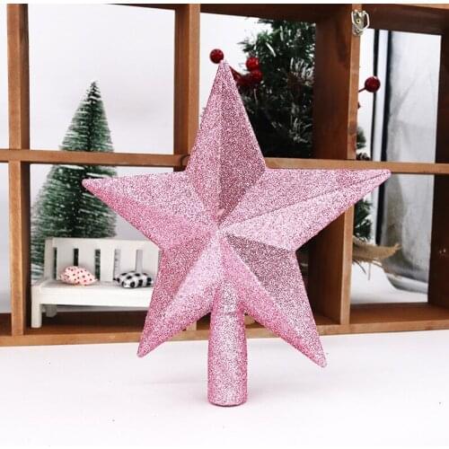 15/20cm Christmas Tree Ornament Top Star For Christmas Decorations Shiny Gold Powder Five-pointed Star for New Year Tree Decor