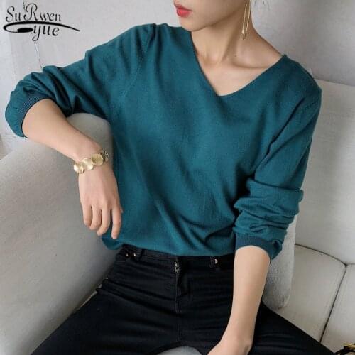 2021 Knitted Solid Loose Spring Autumn Office Lady Shirts Blusas Mujer De Moda Long Sleeve Women Tops and Blouse Clothes 10129