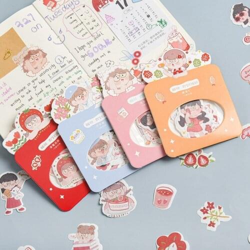 30pcs/Pack Kawaii Cartoon Girl Series Wish Sticker DIY Hand Account Photo Album Notebook Journal Planner Sticker Cute Stationery