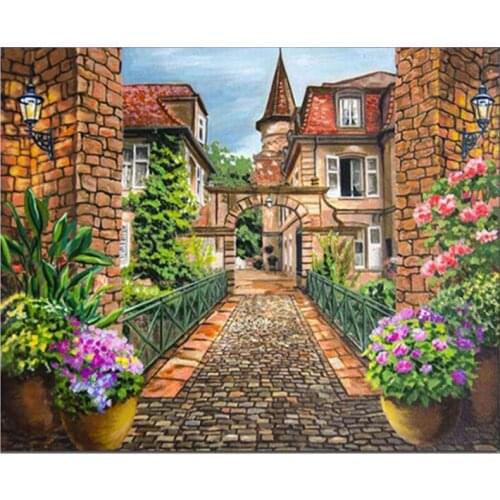 5d Full Square Round Diy Diamond Painting European Building mosaic diamond Embroidery Cross Stitch Kits wall stickersZP-2100