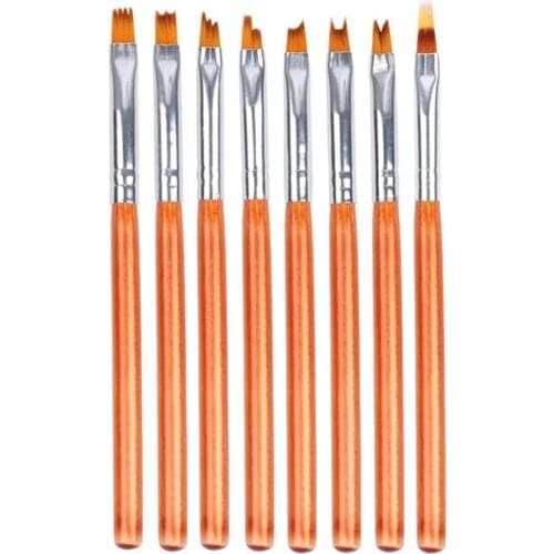 8Pcs / Set Nail Art Crystal Brush Gel Builder Painting Manicure Pen Design Manicure Diy Tools Salon Dotting Carving Tips H1N3