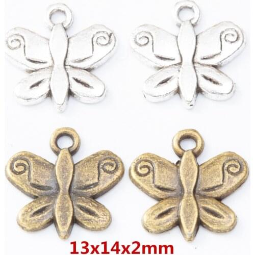 85 pieces of retro metal zinc alloy Butterfly Pendant for DIY handmade jewelry necklace making 8171