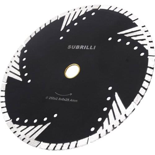 10" 250mm 1 Piece Diamond Cutting Blade For Stone Protective Teeth Turbo Diamond Saw Blade Wheel Arbor 25.4mm