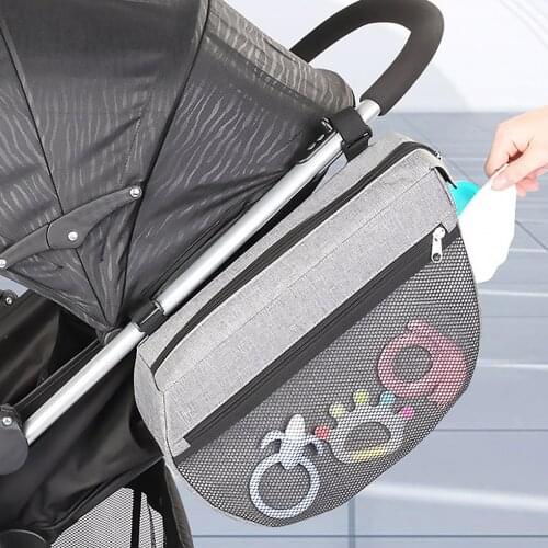 Baby Stroller Side Bag Newborn Toddler Trolley Side Hanging Pocket Pouch with Zipper Closure
