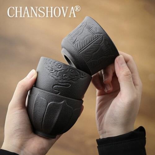 CHANSHOVA 100ml Chinese retro style Black Pottery tea cup Coffee cup mug Chinese ceramic H505