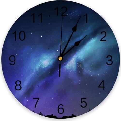 Starry Sky Milky Way Night Stars Modern Wall Clock For Home Office Wall Decoration Living Room Bathroom Decor Hanging Watch