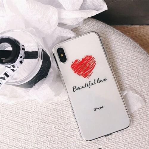 Case For iPhone X XR XS Max 6 6s Plus Cute Love Heart Stars Phone Transparent Silicon Soft TPU Cover Coque