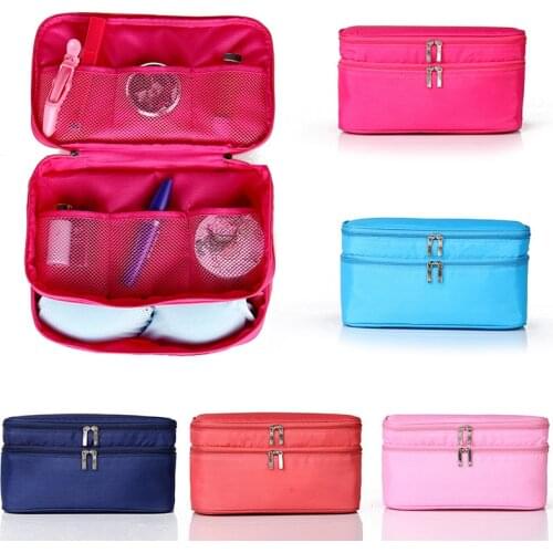 Double-layer Underwear Storage Bags Travel Multifunction Bra Bag Portable Toilet Bag Organizer Case Cosmetic Bag Lingerie Pouch