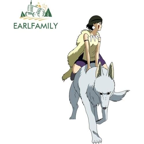 EARLFAMILY 13cm x 7.1cm for Princess Mononoke Car Motorcycle Stickers Surfboard Decal Vinyl Material Sunscreen Decoration