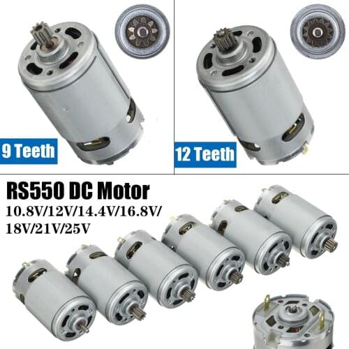 RS550 Motor 9/11/12 Teeth 10.8V 12V 14.4V 16.8V 18V 21V 25V DC Motor High Torque Gear for Electric Drill Screwdriver by Drillpro