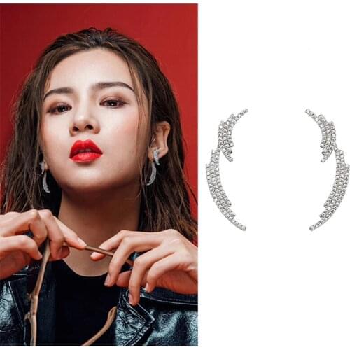 INS European and American style diamond earrings personality temperament fashion long style celebrity net red same style