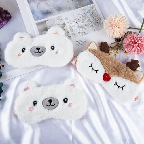 Kerst Herten Schattige Dieren Eye Cover Pluche Slaapmasker Eyepatch Winter Cartoon Dutje Eye Shade Voor Regalo De Navidad New