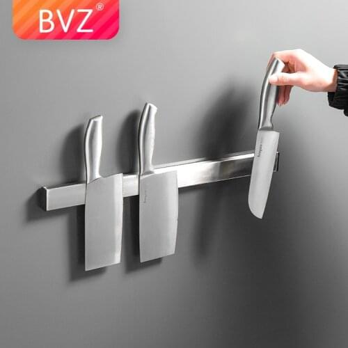 BVZ 2 Colors Stainless Steel Magnetic Knife Holder Knife Block Wall Mounted Magnet Knife Holder Rack Stand For Knives