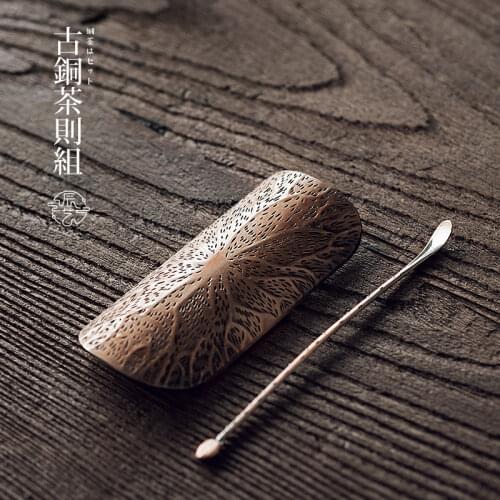 Hammer metal tea is combined with handmade tea lotus tea spoon teaspoon Kung Fu tea set accessories six gentlemen tea set