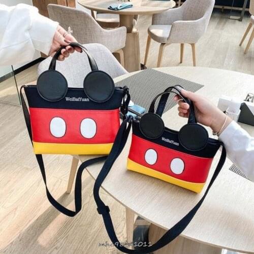Mickey Minnie Cartoon Disney PU Small Bag Girl New Ins Japanese Diagonal Wild Student Shoulder Mobile Phone Bag