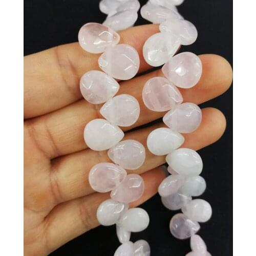 Fashion 10x12mm Natural rose pink stone charm cutting face Water Drop Shape Bead For Jewelry Making Bracelet Accessories 30pcs