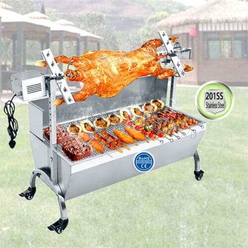 Stainless Steel Pig Goat Roasted Whole Lamb Stove BBQ Grill Machine Charcoal Barbeque Spit Roaster 89cm Rotisserie Heavy Duty