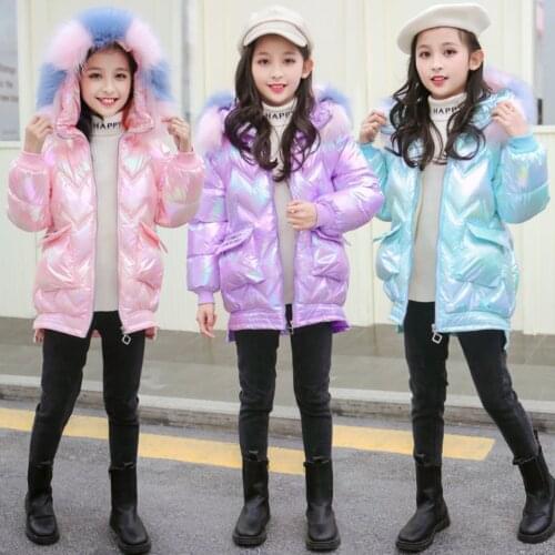 2021 New Winter Clothes For Girls Warm Cotton Jackets Outwear Girls Clothes Fur Collar Parkas Coats For 4-12Yrs Girls Outerwear