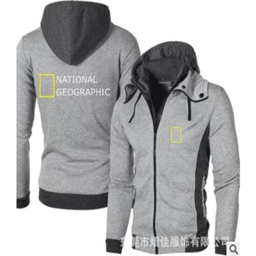 New Long sleeve NATIONAL Logo Sportswear Harajuku Style Solid Color Male Wild Sweatshirt Zipper Hooded Coat O