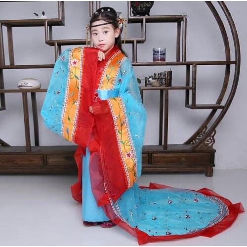 New Style Children Tang Dynasty Hanfu Ancient Clothes Costume Stage Dance Show Wear Photography Clothes Chinese Folk Dance