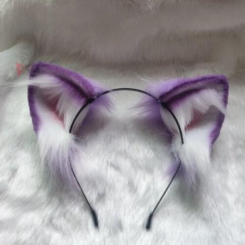 New Purple Cat Ears Hair Hoop Headwear Hand Made Work For KC Cosplay Party Game Costume Accessories Custom Made