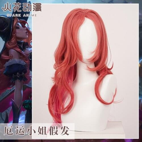 Wig Hot Game LOL Miss Fortune Cosplay The Bounty Hunter Contrast Color Hair Halloween/Party Show Role Paly Accessories