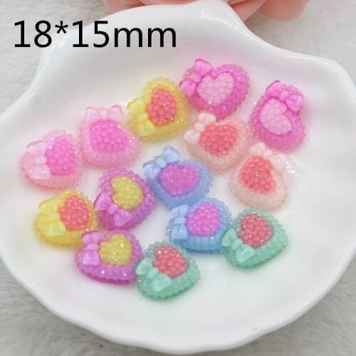 20pcs/lot flat back resin heart with bow DIY resin cabochons accessories