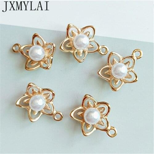 10 PCS 15*18mm Fashion Metal Alloy Imitation Pearl Pendant Charm DIY Hair Accessories For Jewelry Making