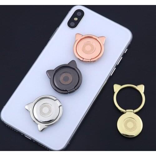 Cute Mini Little Devil Mobile Phone Holder Metal Cat Ear Ring Buckle Holder 360 Degree Rotating Mobile Phone Back Sticker Holder